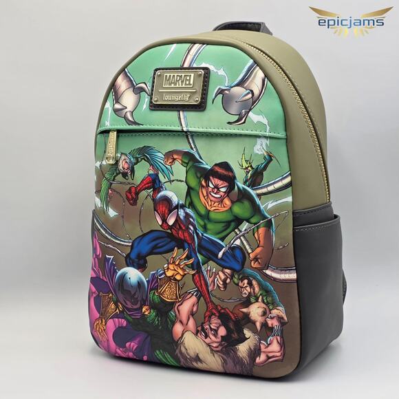 Loungefly Marvel Spider-Man Villains Sinister 6 Green Mini Backpack Bag New - Picture 2 of 7